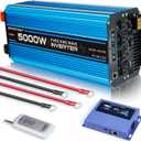 5000W Pure sine Wave Inverter DC 12V to AC 110V/120V Converter 10000w (Peak) with LCD Display Wireless/Wired Remote Control 4AC outlets 4USB and Hardwired AC.Ideal for RV Travel Off-Grid Solar Systems
