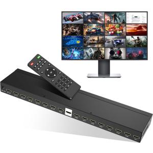 MT-VIKI 4K HDMI Multi-Viewer 16x1 w/IR Remote, 4K@30Hz Seamless HDMI Switcher 16 in 1 Out for PS4/PS5/Security Camera