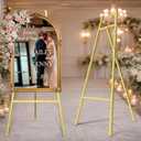 Gold Easel Stand for Sign, Heavy Duty Metal Display Easel with Adjustable Chain, 4-Tier Art Easel for Painting, Wedding Sign, Posters & Commercial Display, 33.5 x 20.1 x 47 inches