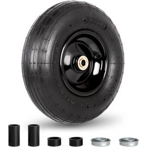 GICOOL 4.00-6 Tire and Wheel, 13" Wheelbarrow Pneumatic Tire, 5/8" & 3/4" Bearings, 1.75-6" Centered Hub,Sealed Bearings for Wheelbarrows Trolley Dolly Garden Wagon Cart Wheel Replacement (Black)