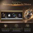 4 Slots Watch Winder for Automatic Watches, Walnut Winding Watch Box with Blue LED & Japanese Quiet Motor for Rolex and Auto Watches, Wooden Rotating Watch Case Used for Display, Storage & Gift