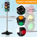 Hiboom 1 Piece 28.3 Inch Traffic Light Toy 2 in 1 Simulation Safety Traffic Indicator Crosswalk Signal with Lights and Sounds for Birthday Educational Toy Gift 4 Sides, Large