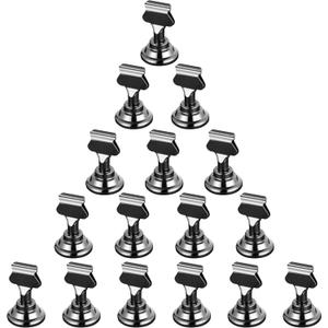 ERYTLLY 16 PK Place Card Holders 1.7 inches Table Card Holder Steel Card Holders for Weddings,Birthdays,Photos, Memo Notes, Restaurants (Black)
