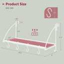 Tajsoon Over Door Clothes Hanger with Storage Rack and 6 Hooks, Extended Over The Door Clothes Rack for Hanging Coat for Bathroom, Bedroom, Living Room, White