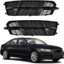 BestParts New Pair Of Fog Light Covers Front Bumper Grille Honeycomb Grill Black Compatible with Audi S6 A6 S-Line 2017 2018 Replaces 4G0 807 647 B /4G0 807 648 B