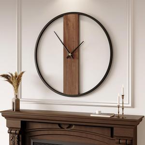 Cuspin 30 Inch Large Wall Clock Modern Rustic Walnut Dial Decorative Clock