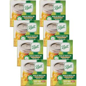 Ball Regular Mouth Lids for Glass Mason Jars, Used for Canning, Pickling, Juice, Jam, Jelly 12-Count, Pack of 8 (96-Lids Total)