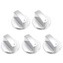 uxcell 5Pcs Gas Stove Knob, 6mm Universal Cooker Replacement Knobs Angle: 0°, Durable Metal Surface Switch for Kitchen Cooktop, Gas Stove & Various Ovens(Silver Tone)