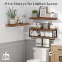 QEEIG Bathroom Shelves Over Toilet - Floating Shelf for Wall Toilet Paper Storage Farmhouse 24 inch Long Set of 3, Rustic Brown (029-60BN3), 23.6"