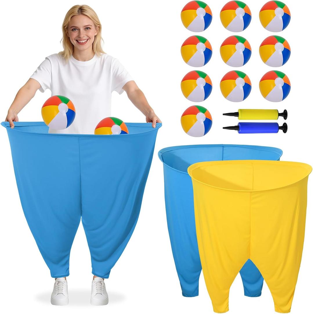 Granny Pants Yard Game Set, 2 Giant Oversized Granny Funny Pants Set with 10 Bouncy Balls & 2 Air Pump, Outdoor Tossing Games for Family Birthday Party Backyard Reunion Gatherings