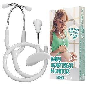Skywin-Fetal Heartbeat Monitor, Fetoscope Heart Beat Monitors for Pregnancy Detection - 24 Weeks, Baby Heartbeat Monitor Pregnancy, at Home Fetal Heartbeat Monitor with The Stethoscope (White) 