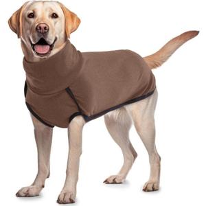 ROZKITCH Dog Winter Coat Soft Pullover Pajamas, Pet Windproof Warm Cold Weather Jacket Vest Cozy Onesie Jumpsuit Apparel Outfit Clothes for Small, Medium, Large Dogs Walking Hiking Travel Sleep Brown (3XL(Back Length:25-28"))