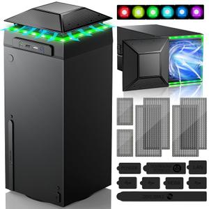 RGB Cooling Fan for Xbox Series X with Dust Filter & 7 RGB LED Light Modes,Auto Fan Speed Adjustable by Temperature,Cooler & Light Independent Touch Switch, Cooling System Horizontal for Xbox Series X