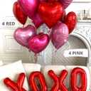 Heart Balloons XOXO Red Pink Fuchsia Mylar Heart Shaped Balloon for Valentines Day 12 Pack Foil Helium Decorations