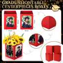 Spiareal 6 Pcs Graduation Box Centerpieces for Table 6/7 Inch Photo Frame Display Congrats Grad Party Favor Gift Picture Table Box Photo Props Frame for Graduation Decoration(Red)