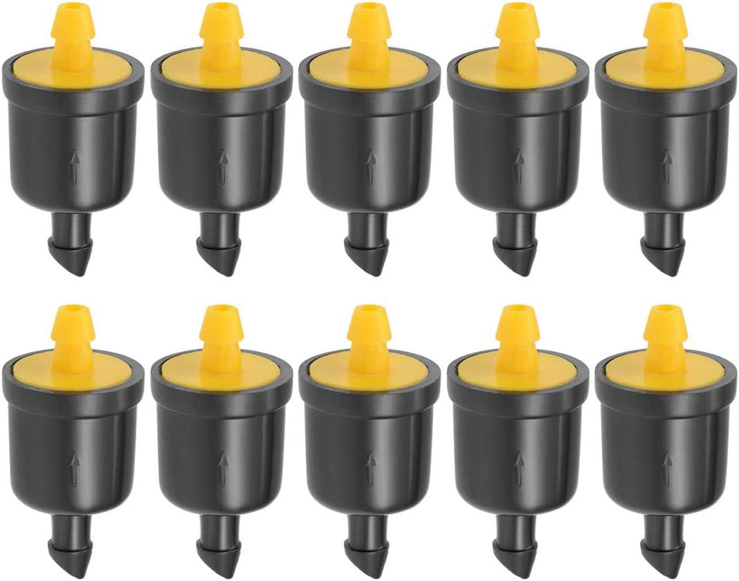 uxcell Pressure Compensating Dripper 5 GPH 20L/H Emitter for Garden Lawn Drip Irrigation with Barbed Hose Connector Plastic Yellow 50pcs