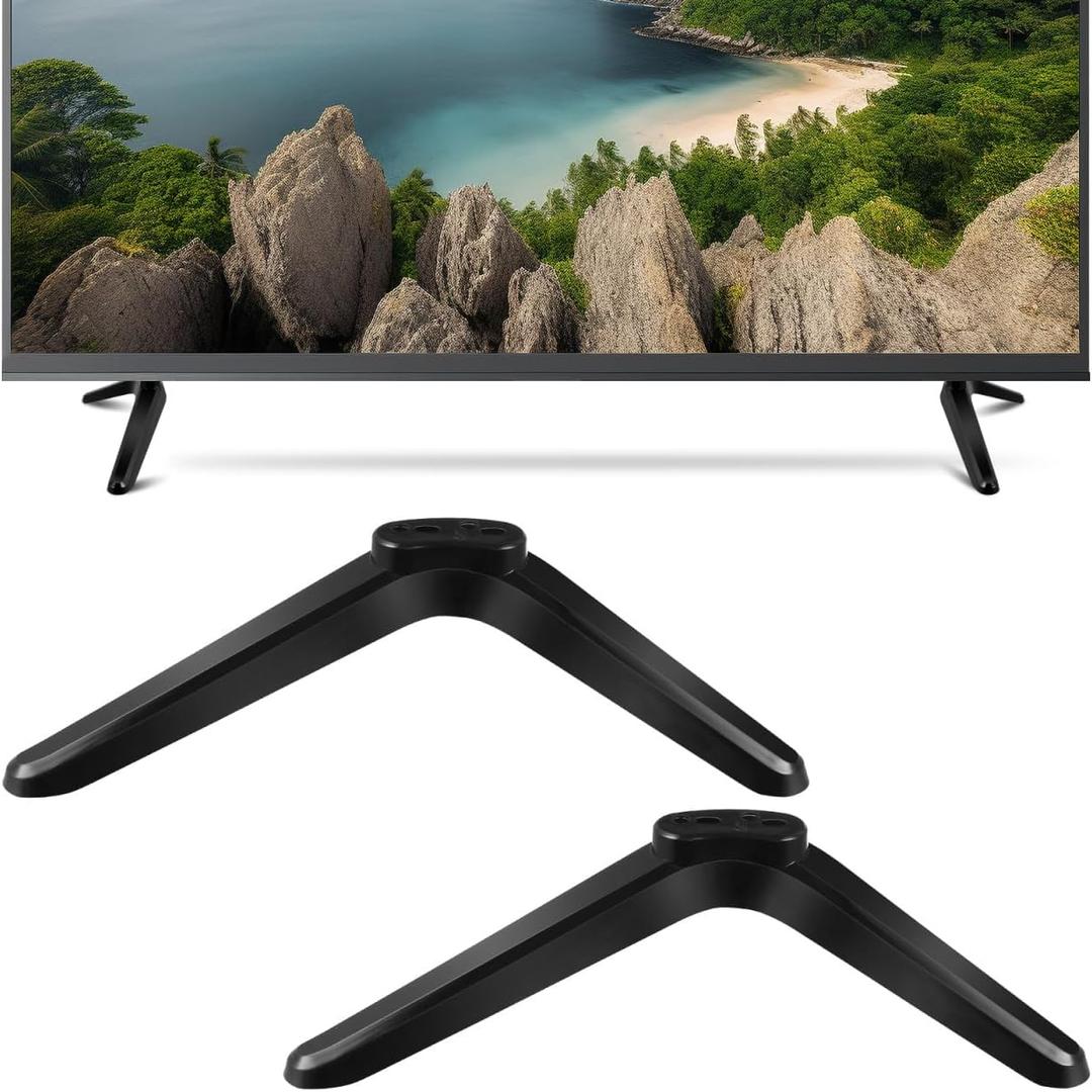 2pcs Universal Tv Stand Legs, Plastic Tabletop Mount Brackets for 32-55 Inch Televisions, Easy Install with Screws, Black