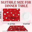 Valentine Placemats Set of 6 Reusable Valentines Plastic Table Mats Waterproof Red Love Heart Place Mats Valentines Table Decoration for Indoor Outdoor Party Kitchen Dining