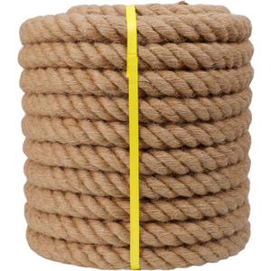 Twisted Manila Jute Rope (3/4 in x 100 ft) Natural Thick Hemp Rope for Crafts, Nautical, Railings, Hammock, Decorating