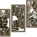 Putuo Decor Tropical Leaf Wall Art, Monstera Palm Leaves Natural Aesthetic Boho Decor, Set of 3 Modern Botanical Art for Living Room, Bedroom, Bathroom, Office 16x8 Inch