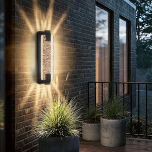 camuucci Dusk to Dawn Outdoor Light with Crystal Bubble Glass,15.7 Inches LED Porch Lights Outdoor Waterproof Modern Outside Sconce Wall Mount for Doorway Hallway (Black, 19.6 Inch)