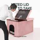MEEXPAWS Cat Litter Box Enclosure Furniture Hidden Large, Lift Design Lid Velvet Cat Washroom Bench Storage Cabinet |25.6x 17.7 x 17.7 in| Dog Proof|Urine Proof Inside|Quick Assembly| Easy Clean(Pink)