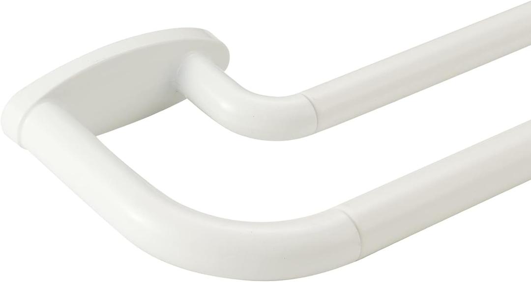 Double Curtain Rods White,Room Darkening Drapery Rod for 72-144 Inches,Adjustable 3/4 Inches Front and 5/8 Inches Back Quality Metal Rod for Window,Wrap Around Design