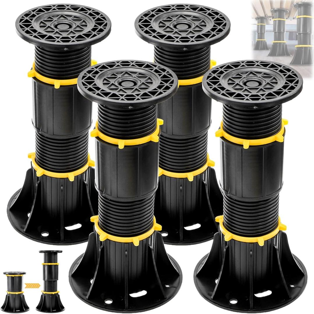 4 Pack Bed Support Legs, 8.5-13 Inch Adjustable Height Bed Center Slat Support, Under Bed Frame Replacement Post, Heavy Duty Bed Reinforcement Parts Kit for Wooden Furniture Cabinet Board