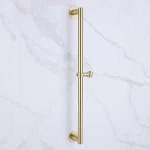 RRAJJ Shower Slide bar That is Installed by pasting or Punching HolesAdjustable Height 28 inch of All SUS304 Stainless Steel Shower Head Holder(All Stainless Steel-Brushed Gold)