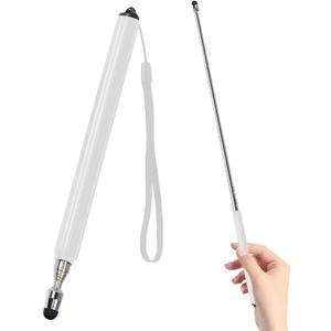Universal Telescopic Stylus Pen for Touch Screens, Retractable Pointer Stick Stylus with Special Flocking Tip, Pointers for Classroom, Pointer Finger Stick, White Lanyard