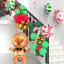 6 x Christmas Balloon Arch Kit with Gingerbread Man, Candy Cane, Peppermint Balloons - Red, Green, Gold Garland for Holiday Party Decorations