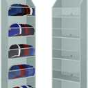 Hat Organizer for Baseball Caps Hat Rack Hanging with 5 Clear Large Deep Pockets Over the Door Hat Storage Holds 50 Caps Hat Holder on Wall Baseball Hat Storage Organizer with 3 Hooks (Grey-b)
