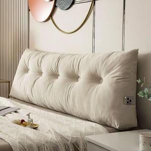 Triangular Wedge Headboard Pillows Twin XL Dorm Headboard Long Backrest Positioning Support Reading Bolster Pillow Side Pockets Wedge Pillow College Dorm Room Essentials Bed Bedroom Decor  White, Twin Size:39.4x15.7x5in