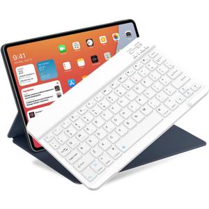 Bluetooth Keyboard for iPad 10th Generation, iPad Pro 13/12/11/10/9/8/7 inch, iPad Air 13/11th Gen, iPad mini, Samsung Xiaomi Tablets - Slim Wireless Portable Travel Office Computer Accessories (White)