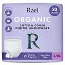 Rael Disposable Underwear for Women, Organic Cotton Cover - Postpartum Essentials, Leak Locker, Unscented, Maximum Coverage (Size L-XL, 20 Count)