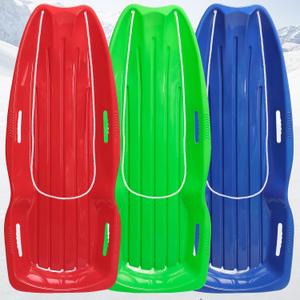 Plastic Snow Sled for Kids Adult- Flexible Sand Sled with Pull Rope for 1-2 Rider Toboggan Sleds Snow Sledding Kids Gift