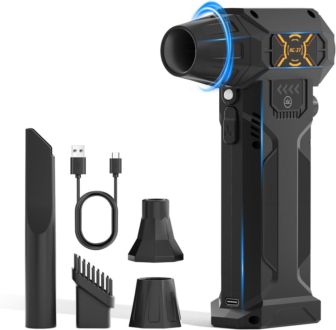 Electric Air Duster-380000RPM Compressed Air Duster, Super High-Speed Air Blower, Replace Compressed Air Cans,Keyboard and PC Clean, Adjustable Air Blower for Outdoors,Car,Home (AC-27)
