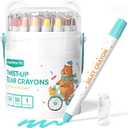JUPITEARTH Silky Crayons for Toddlers 1-3, 36 Colors Twist Crayons, Non-Toxic, Washable, Easy-Grip Toddler Crayon Set for Ages 4-8, Easter Toddler Coloring Gift for Boys & Girls, Bear-Design