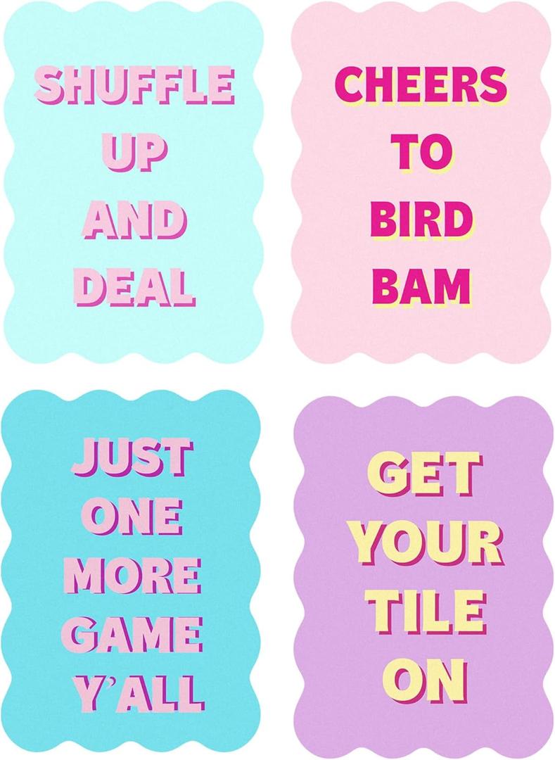 Soulchen 4 Pcs Mahjong Tile Mixer Shufflers for Mixing and Shuffling Tiles Plastic Mahjong Accessories Gifts for Lovers Games Decorative Printed Design (Light-Colored Style)