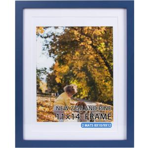 Beyond Your Thoughts Royal Blue 11X14 with Matted for 8X10 or 9x12 Real Wood (Hang/Stand) Picture Photo Frame for Wall and Table Top-Mounting Hardware Included(1 Pack)