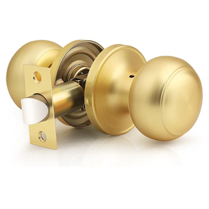 Probrico Gold Door Knob, Brass Door Knobs, Gold Door Handle Interior for Closet, Keyless Passage Door Handle, 1 Pack