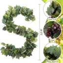 Artificial Grape Leaf Garland Vine Plant for Decoration Fake Greenery Garlands Hanging Leaves with Grapes for Wine Italian Themed Party Decor Wedding Photo Stage Favors(20 ft,Dark Green)