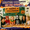 100 Pcs Halloween Party Favors Gift Cups Filler for Student, Trick or Treat Plastic Cups with Lid Silly Straw and Raffia for Classroom Gift Halloween Party Goodie Bag Decoration(Classic,Black)