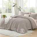 Litanika California King Comforter Set Rose Coffee, 3 Pieces Tufted Boho Farmhouse Bedding Comforter Sets, Lightweight Fluffy Comforter Bed Set for All Season (104x96In Comforter and 2 Pillowcases)