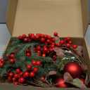 Christmas Swag for Front Door 49" Artificial Door Swag Xmas Decorative with Red Berries Xmas Balls Christmas Swags for Stair Fireplace Mantle Mailbox Window Holiday Decor