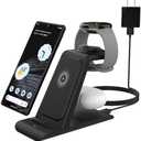 SPGUARD Inductive Charging Station for Google, Charging Station 3-in-1 Compatible with Google Pixel 8/8Pro/7/7a/Fold/7Pro/6/6Pro/5/4/iPhone/Galaxy, Wireless Charger Charging Stand for Google Pixel