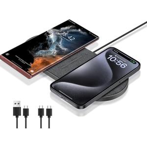 40W Wireless Charging Pad, Dual 20W Fast Wireless Charging Mat for iPhone 16 15 14 13 12 11/Pro/Pro Max/SE/X/XS,Apple Airpods 4/3/Pro,15W Wireless Charger Station for Samsung Galaxy/Note/Bud+