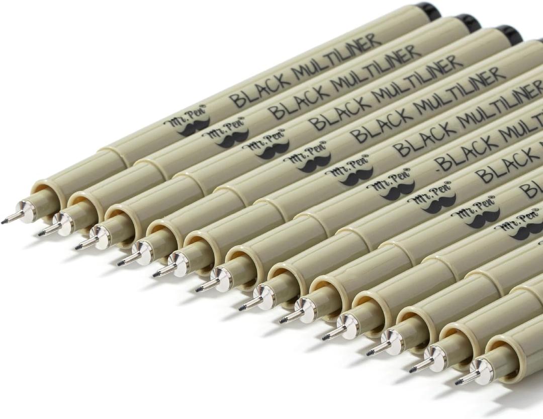 Mr. Pen- Drawing Pens for Artists, 0.3mm, 12 Pack, Black Ink, Micro Fine Point, Fineliner for Sketching Bulk, Bible Journaling