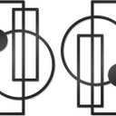 OYEFLY 2 Pcs Metal Abstract Wall Art, Modern Geometric Decor (Black, style 1)