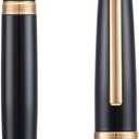 Jinhao X850 Fountain Pen Fine Nib with Converter, Black with Golden Clip Metal Writing Pen (Black Golden--X850)